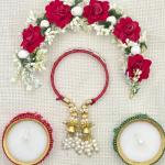 Traditional Red Thread Rakhi with Pearl and Gold Tassels