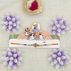 Elegant Designer Krishna Rakhi with Intricate Beadwork