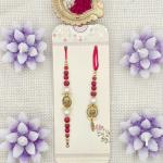 Elegant Rakhi Set: Bhai and Bhabhi Rakhi Set with Decorative Details