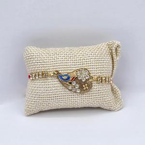 Elegant Rhinestone Peacock Rakhi - Golden Detail