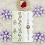 Exquisite Handcrafted Rakhi with Teal & Gold Embellishments