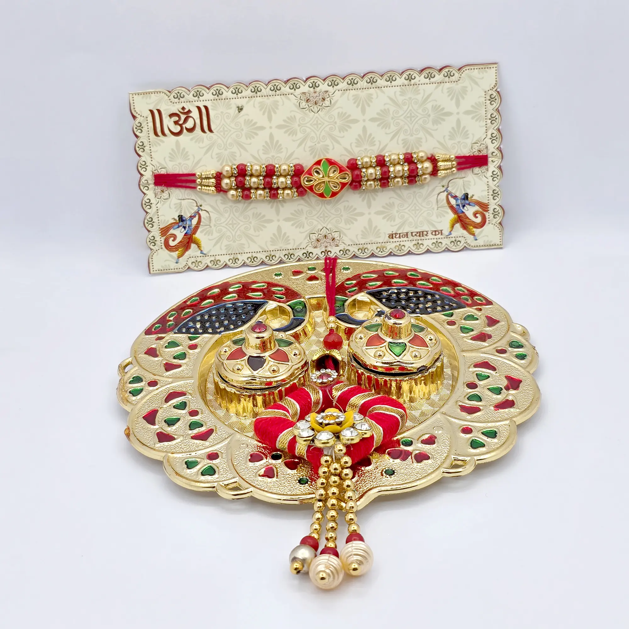 Handmade Rakhi - Traditional Red and Gold Design