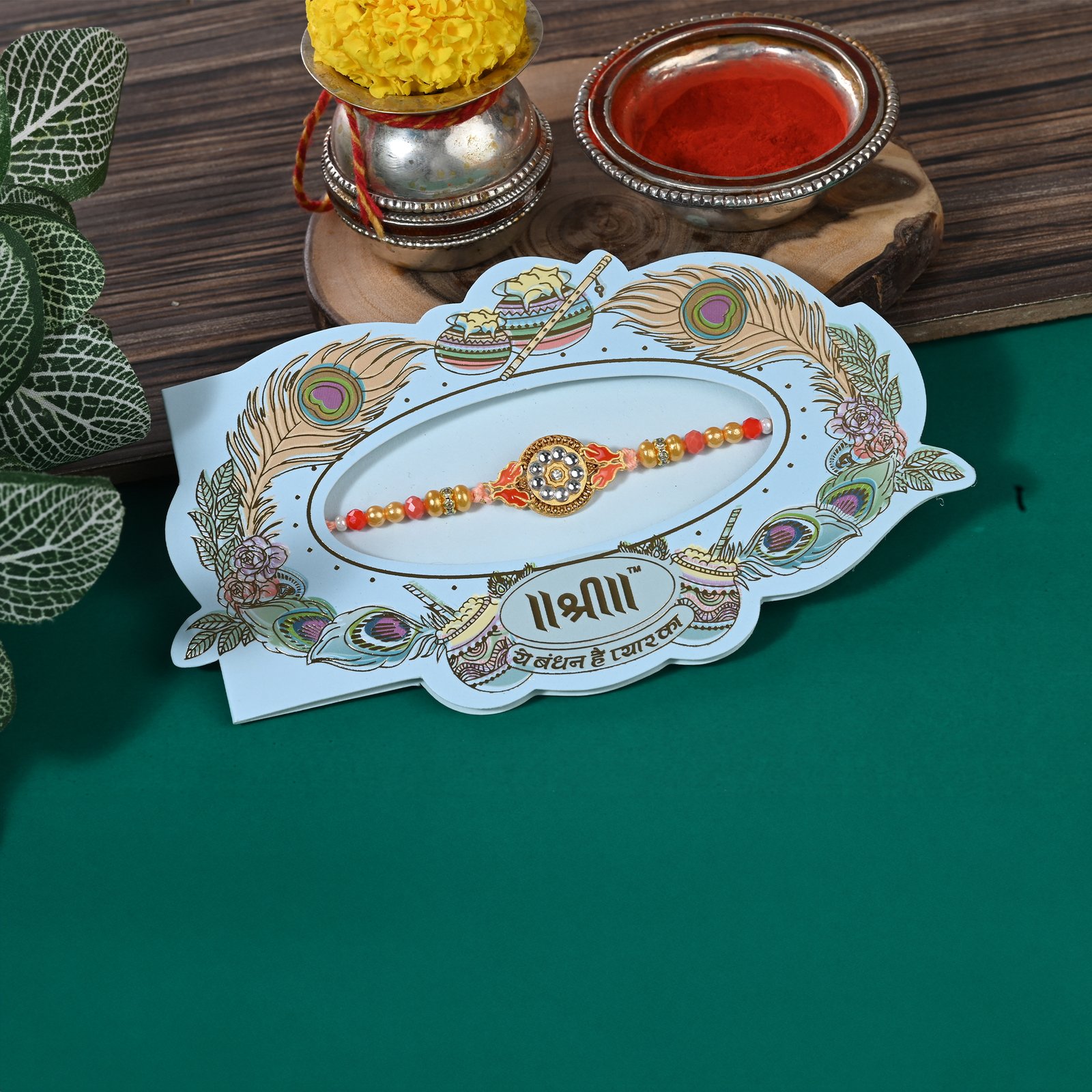 Kundan Meenakari Pendent Rakhi