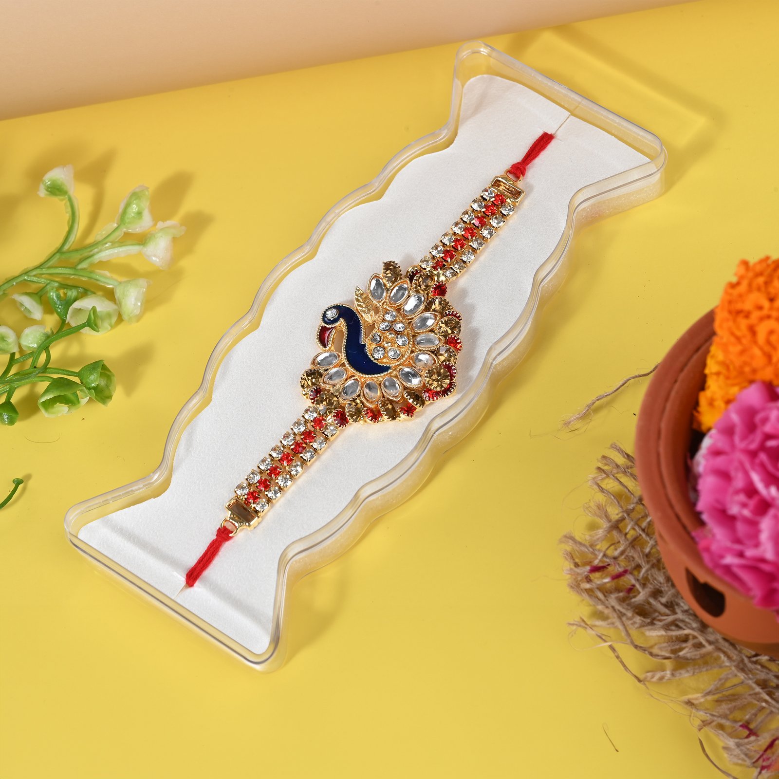 Peacock Stone Pendent Rakhi
