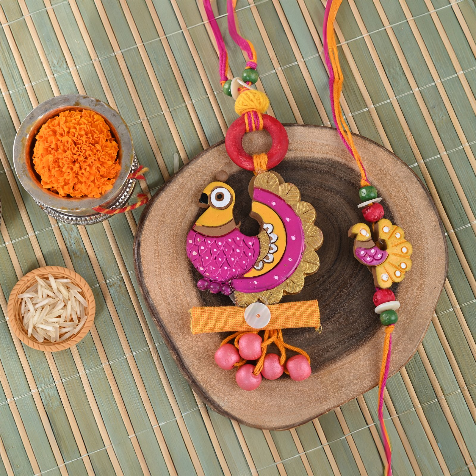 Peacock Terracotta Rakhi