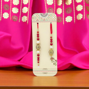 Elegant Rakhi Set: Bhai and Bhabhi Rakhi Set with Decorative Details