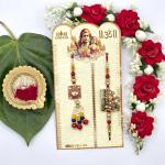 Divine Ram Darbar & Traditional Square Stone Rakhi Set for Brothers