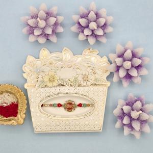 Elegant "Bro" Rakhi with Gemstone & Pearl Beads