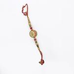 Exquisite Red and Gold Rakhi with Om Charm Rakhi
