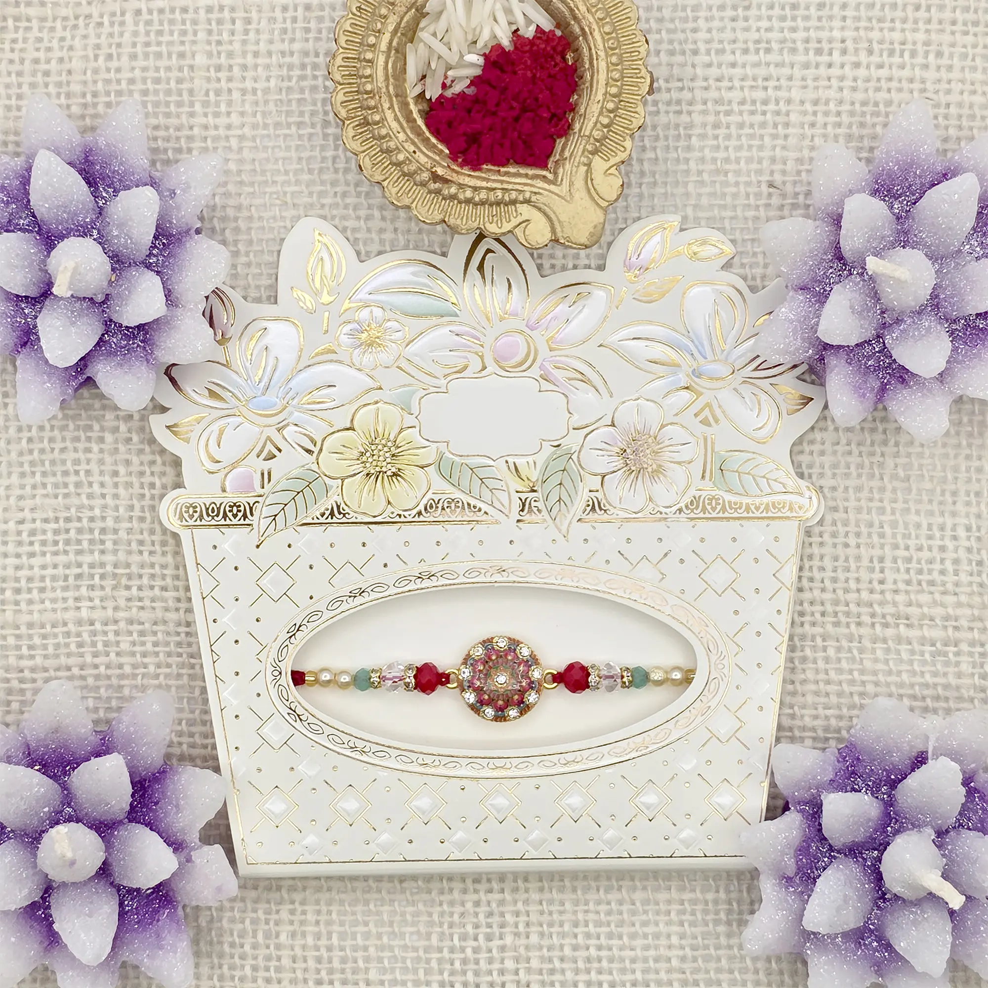 Rakhi with Pearl and Crystal Accents