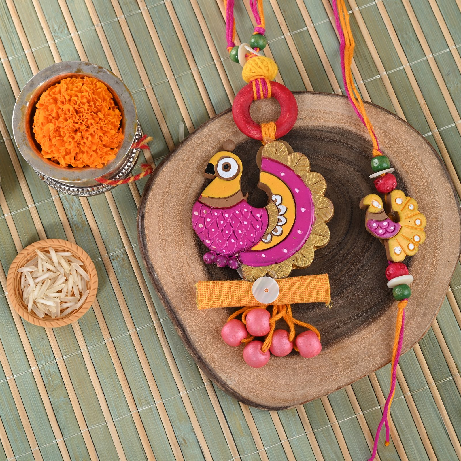 Terracotta Bhaiya Bhabhi Pair Rakhi