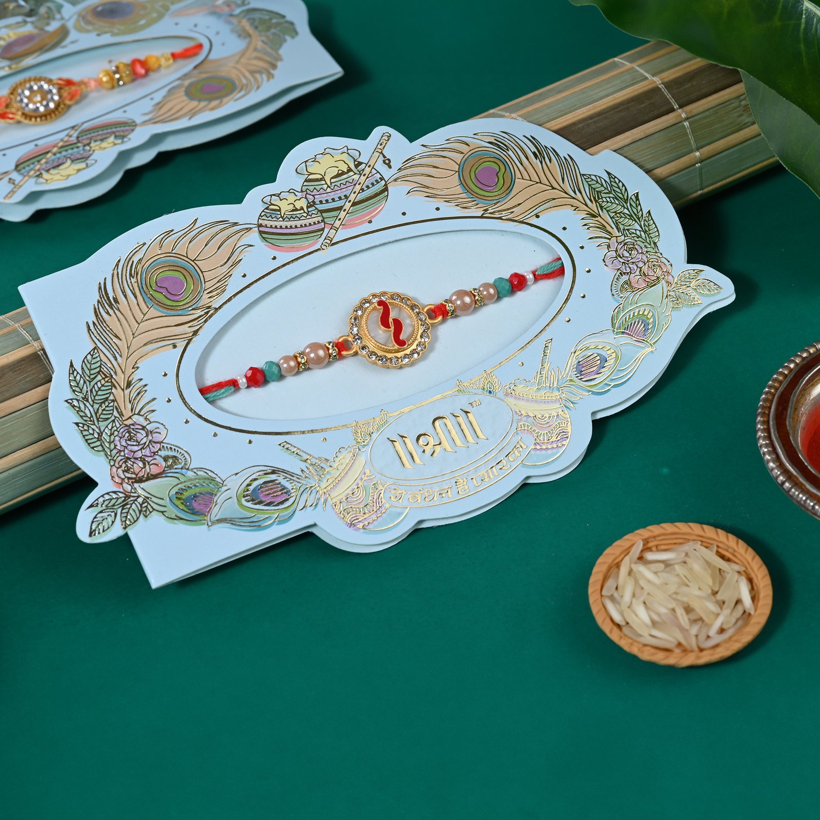 Traditional Meenakari Pendent Rakhi
